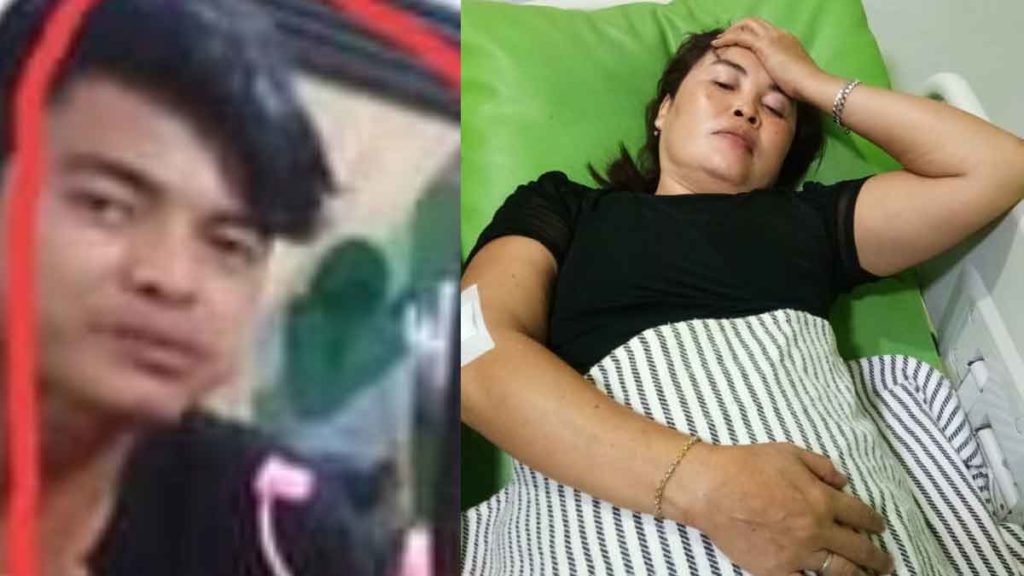ANIAYA: Terduga pelaku (kiri). Korban Aldona Veronika saat mendapat perawatan medis karena dianiaya,Selasa (21/1).  
