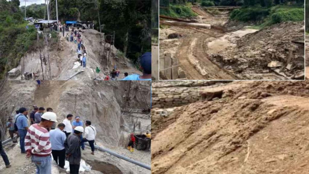 LOKASI  PROYEK: Masyarakat melihat proyek turap di Jalan Tanah Jawa Simalungun dan Jalan Humabahas di Humbahas yang diduga bermasalah beberapa waktu lalu.