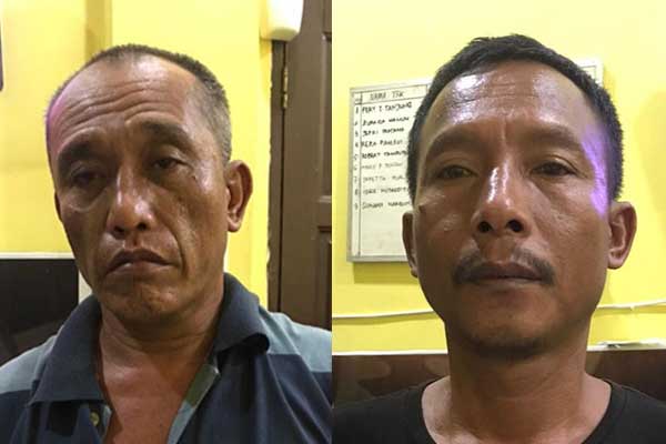 PEMANAH: Kiri-Kanan Yudha Warisdiyanto dan Sugianto pelaku pemanah Nasib yang mengakibatkan kematiaan.