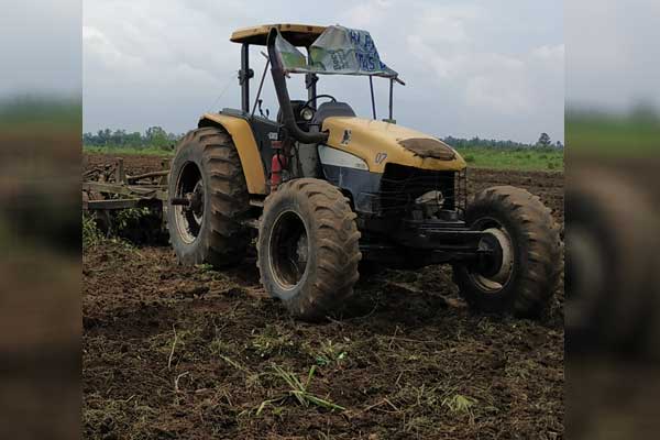 PEMBERSIHAN: Pekerja alat berat eskvator melakukan pembersihan tanaman di lahan HGU PTPN II, Rabu (11/3). teddi/sumut pos