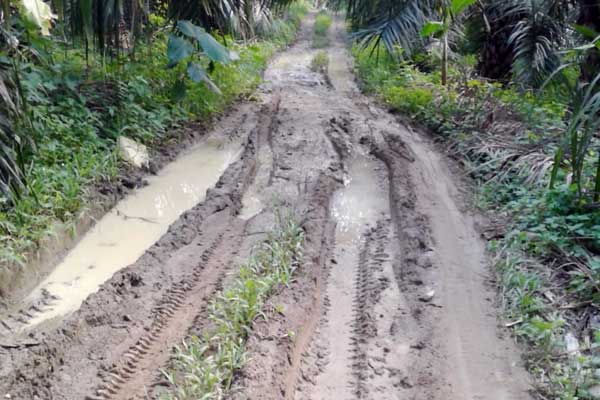 RUSAK : Jalan menuju SMAN 1 STM Hilir, Kecamatan Talun Kenas, Deliserdang, rusak parah sekitar satu kilometer. Kondisi ini diketahui sudah puluhan tahun terjadi tanpa ada perbaikan. ISTimewa/sumu tpos.
