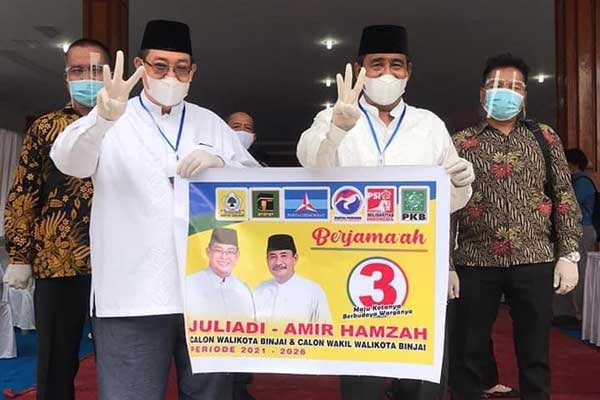 NOMOR URUT: Pasangan H Juliadi SPd MM dan Drs H Amir Hamzah MAP, meraih nomor urut 3, dalam Pilkada Kota Binjai.