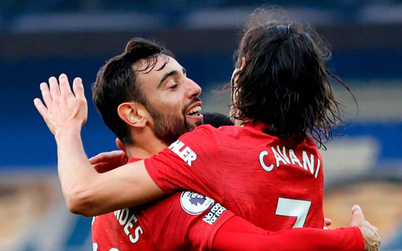 ULANGI: Chemistry yang terbangun antara Bruno Fernandes dan Cavani diharapkan terulang saat menjamu Wolves, Rabu (30/12) dini hari WIB.