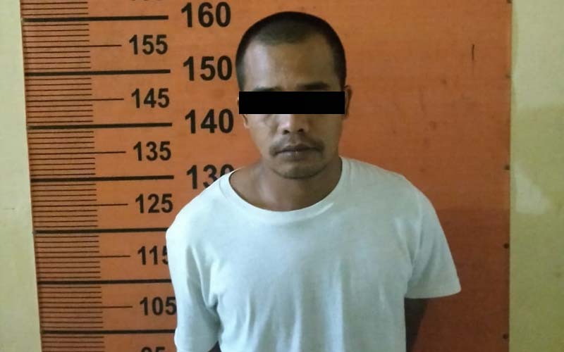 TERSANGKA: Roy Sitepu, tersangka pembakaran rumah di Dusun II Desa Betimus Kecamatan Sibolangit, Deliserdang.dewi/sumut pos.