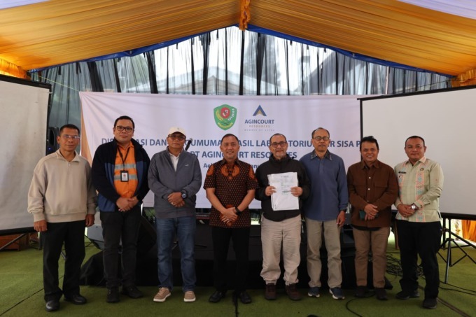 PT Agincourt Resources (PTAR) menggelar Diseminasi dan Pengumuman Hasil Laboratorium Air Sisa Proses di Marancar, Tapanuli Selatan, Jumat (17/1/2025). (Dok: PTAR)