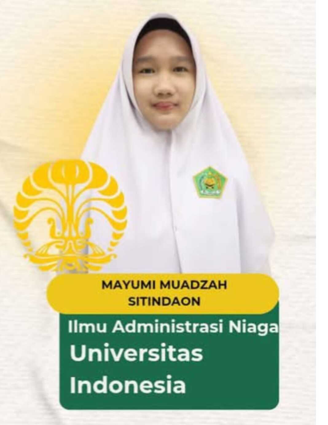 LULUS: Salah satu siswa MAN Pematangsiantar lulus masuk UI. Foto: ISTIMEWA/SUMUT POS