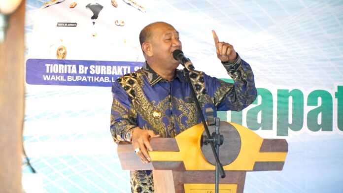 RAKER: Bupati yang juga Ketua KONI Langkat, Syah Afandin saat memberi sambutan membuka raker 2025.(Diskominfo Langkat/Sumut Pos)