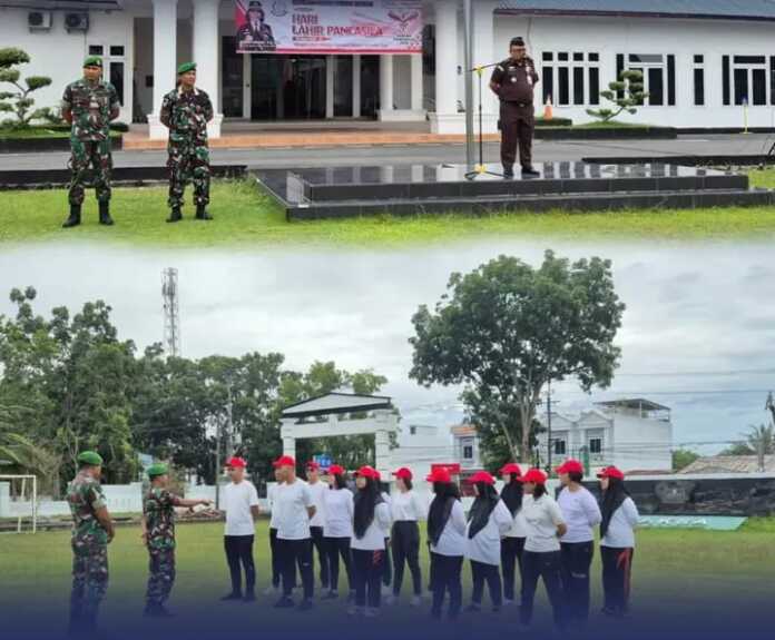 PELATIHAN: CPNS Kejari Serdang Bedagai mengikuti pelatihan PBB yang dibuka resmi dengan pembinaan dari Koramil Sei Rampah. (FADLY/SUMUT POS )