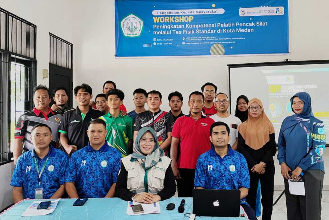 PENGABDIAN MASYARAKAT: Pengabdian kepada masyarakat STOK Bina Guna bertajuk: Workshop Peningkatan Kompetensi Pelatih Pencak Silat melalui Tes Fisik Standar. (ISTIMEWA/SUMUT POS)