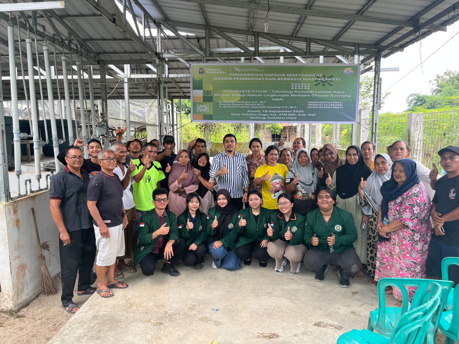 Dosen dan Mahasiswa Fakultas Teknik USU Kenalkan Teknologi Konversi Limbah Kayu Menjadi Energi Ramah Lingkungan Berbasis Circular Economy