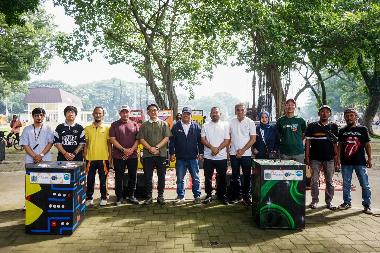 Kolaborasi Seni-Peduli Lingkungan, Seratusan Tong Sampah Mural Disebar di Binjai