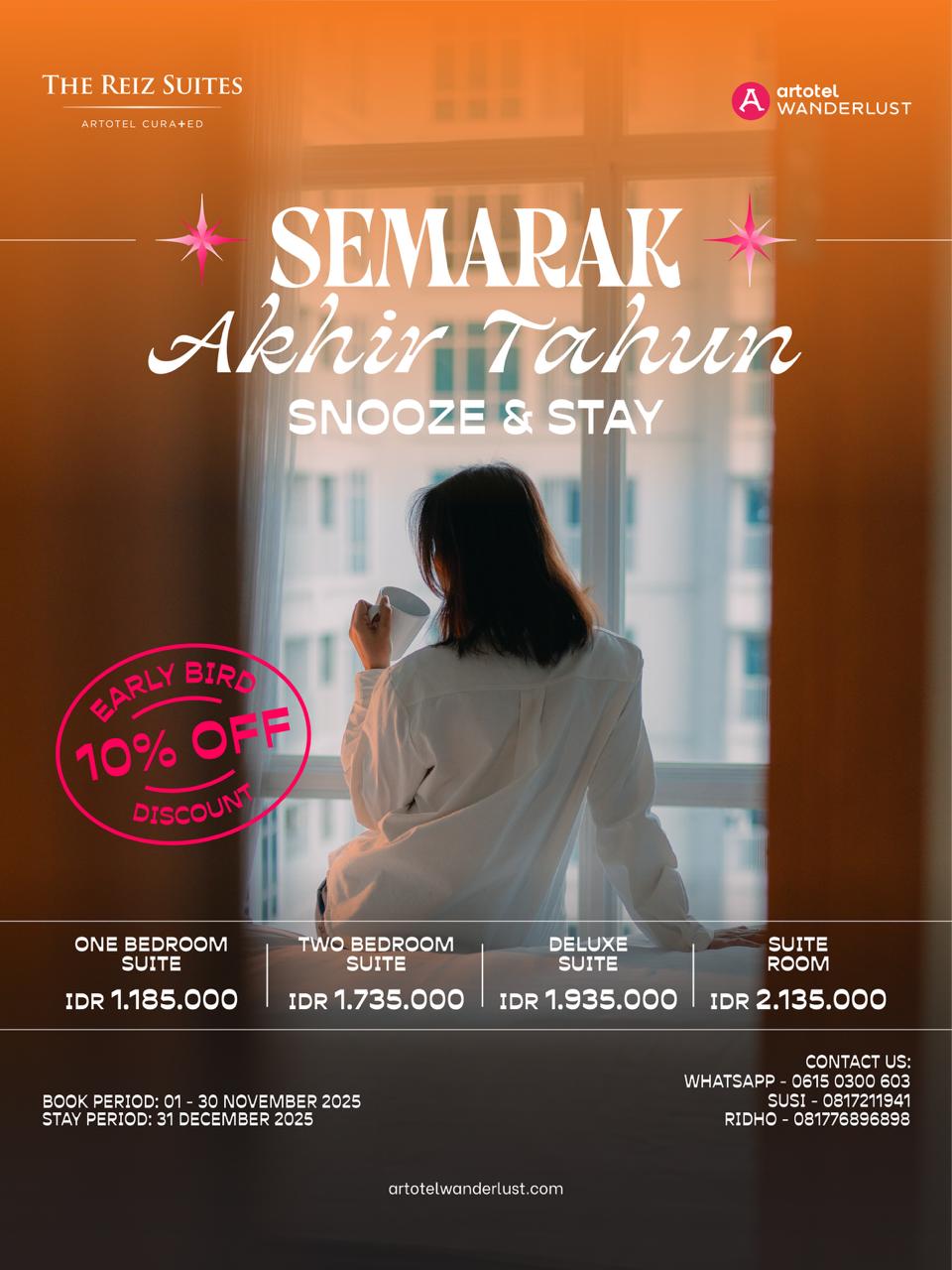 Rangkaian Kemeriahan “Semarak Akhir Tahun” Persembahan Artotel Wanderlust Hadir di The Reiz Suites