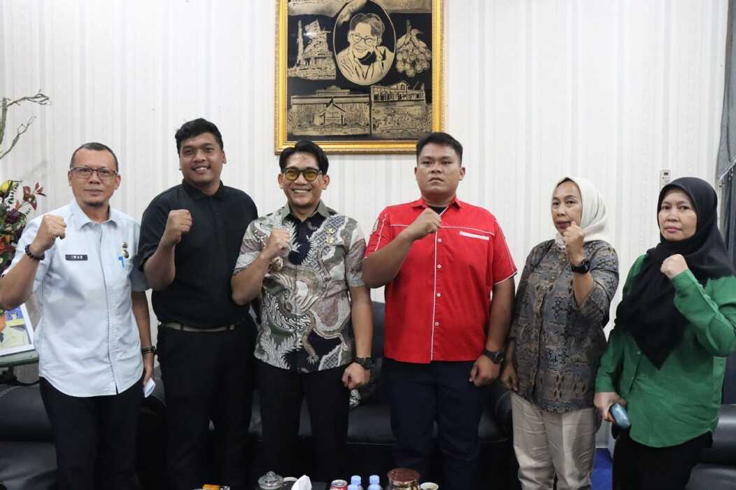 TERIMA: Wakil Wali Kota Binjai Hasanul Jihadi (tiga kiri) saat menerima audiensi dari Pengurus Paskobin.(Dokumen Diskominfo Binjai)