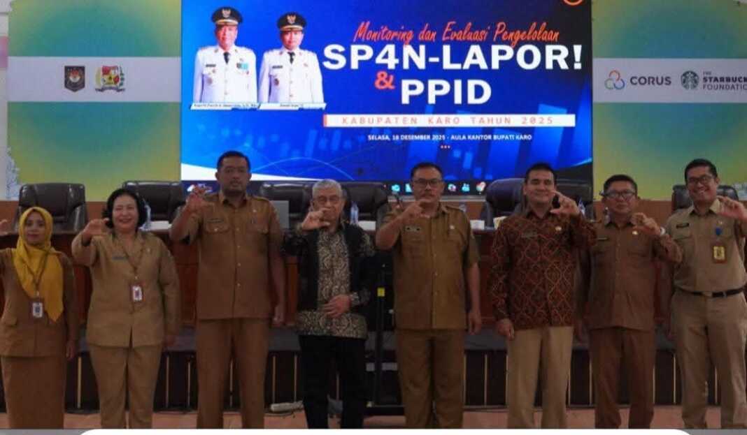 LAPOR: Asisten Administrasi Umum, Mulianta Tarigan membuka Monitoring dan Evaluasi SP4N-LAPOR! dan PPID di Lingkup Pemkab Karo 2025.(Istimewa)