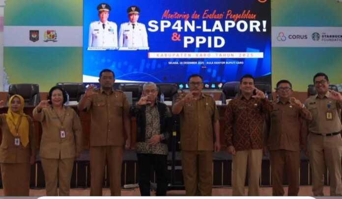LAPOR: Asisten Administrasi Umum, Mulianta Tarigan membuka Monitoring dan Evaluasi SP4N-LAPOR! dan PPID di Lingkup Pemkab Karo 2025.(Istimewa)