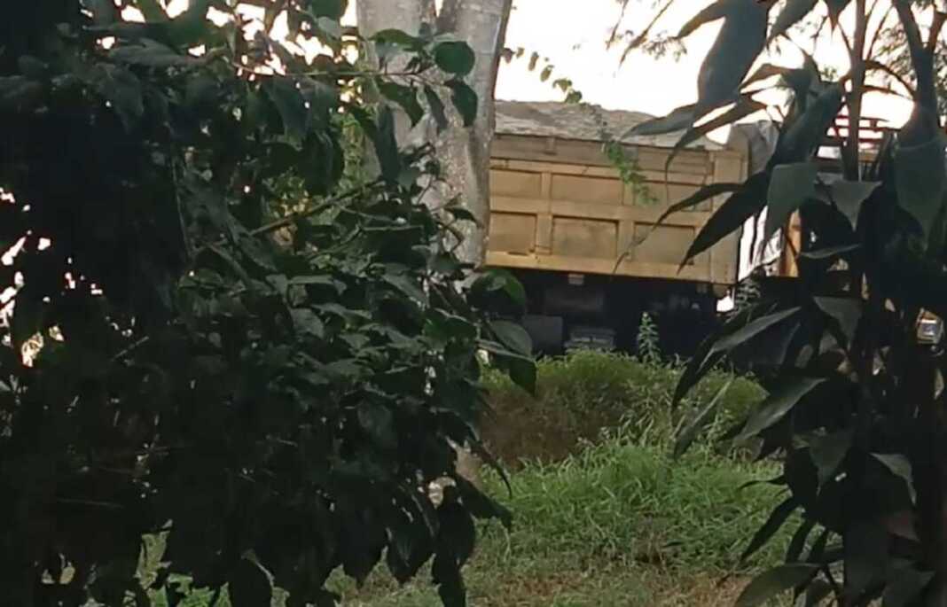 GALIAN C: Truk pengangkut pasir dan tanah di lokasi galian C bantaran Sungai Ular Kecamatan Perbaungan. (Fad)