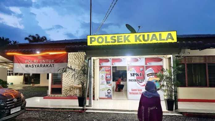 Kantor Polsek Kuala Resort Langkat di Jalan Lintas Binjai-Kuala, Kelurahan Bela Rakyat