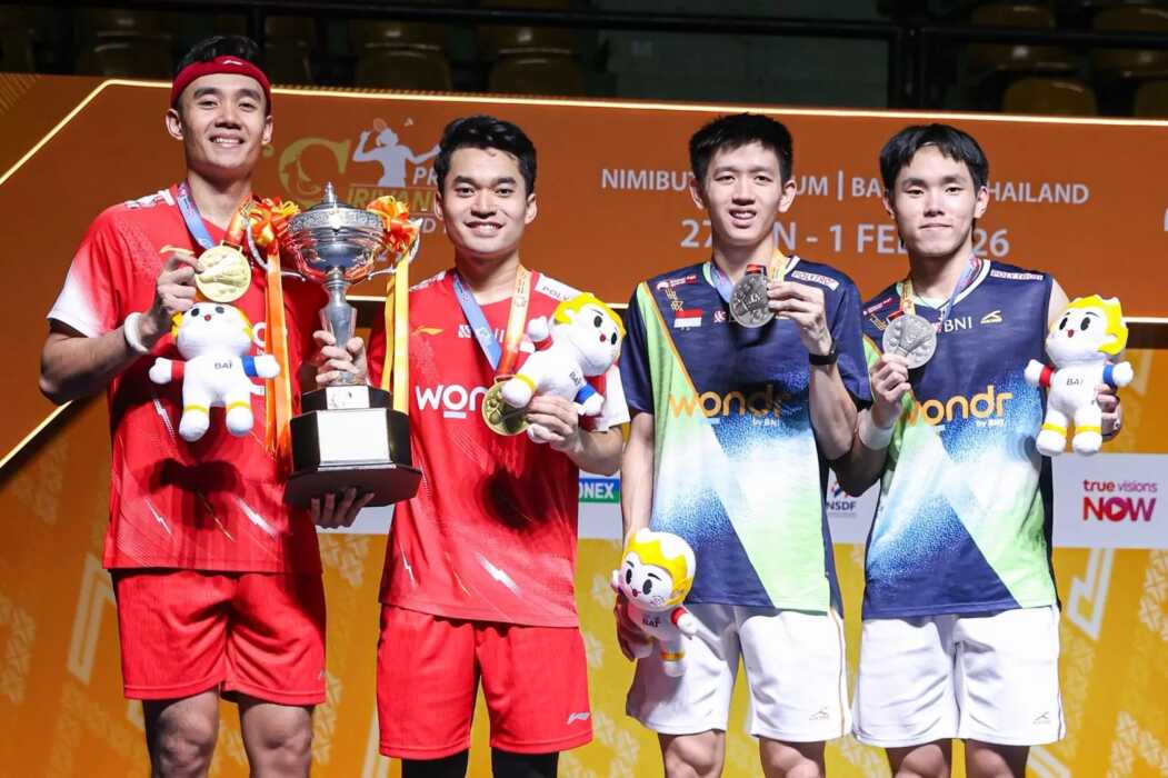 4 GELAR: Indonesia mendapatkan 4 gelar dari Thailand Masters 2026, dengan dua di antaranya berasal dari All Indonesian Finals. (Dok: PBSI)