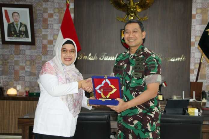 AUDIENSI: Kepala Perwakilan BKKBN Sumut Dr Fatmawati saat melakukan audiensi dengan Pangdam 1/BB Mayor Jenderal TNI Hendy Antariksa, di ruang kerja Pangdam Makodam 1/BB. Istimewa/Sumut Pos