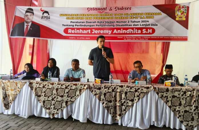 SOSIALISASI: Reinhart Jeremy Anindhita, saat Sosialisasi Perda tentang Perlindungan Penyandang Disabilitas dan Lansia, Sabtu (18/4/2026). SOSIALISASI: Reinhart Jeremy Anindhita, saat Sosialisasi Perda tentang Perlindungan Penyandang Disabilitas dan Lansia, Sabtu (18/4/2026).