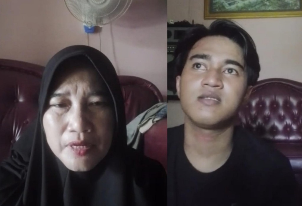 Sari Purnama Ningsih dan anaknya Wahyu yang baru pulang dari Kamboja atas bantuan Anggota DPD RI Pdt Penrad Siagian.