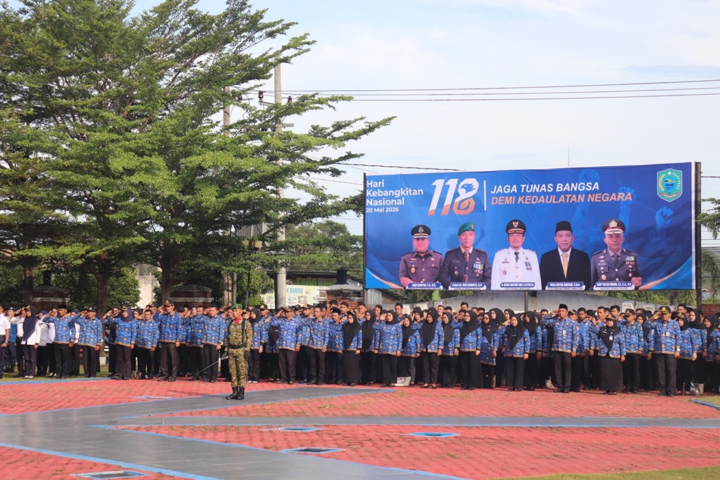HARDIKNAS: Pemerintah Kabupaten Paluta menggelar upacara peringatan Hari Kebangkitan Nasional (Harkitnas) ke-118 di Halaman Kantor Bupati pada Rabu (20/5).