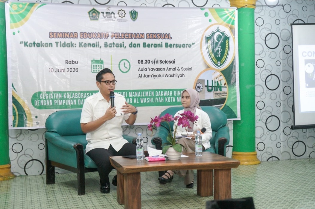 SEMINAR: Wali Kota Medan Rico Tri Putra Bayu Waas dalam Seminar Edukatif Pelecehan Seksual di Yayasan Amal Sosial Al Jamiyatul Washliyah, Rabu (10/6/2026).