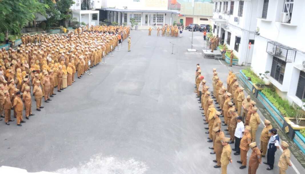 Apel gabungan jajaran Pemko Binjai dengan pembina Wali Kota Amir Hamzah. (Diskominfo Langkat/Sumut Pos)