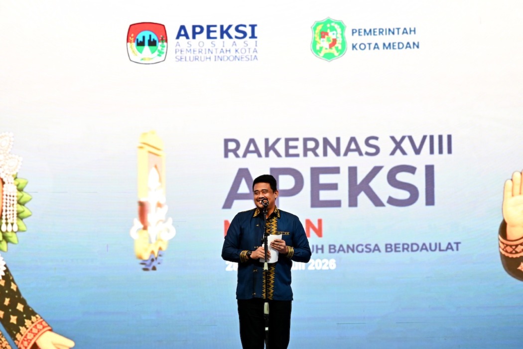 APEKSI: Gubsu Bobby Afif Nasution menghadiri pembukaan Rakernas XVIII APEKSI di Ballroom Grand City Hall, Jalan Balai Kota Nomor 1, Medan, Rabu (1/7/2026) malam.(Diskominfo Sumut)