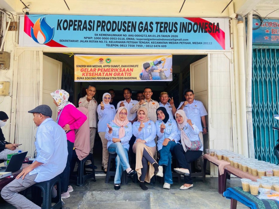 CEK KESEHATAN: DPC MAI Kota Medan bersama APPSI Sumut, APPSI Kota Medan, serta Konilife, menggelar pemeriksaan kesehatan gratis.