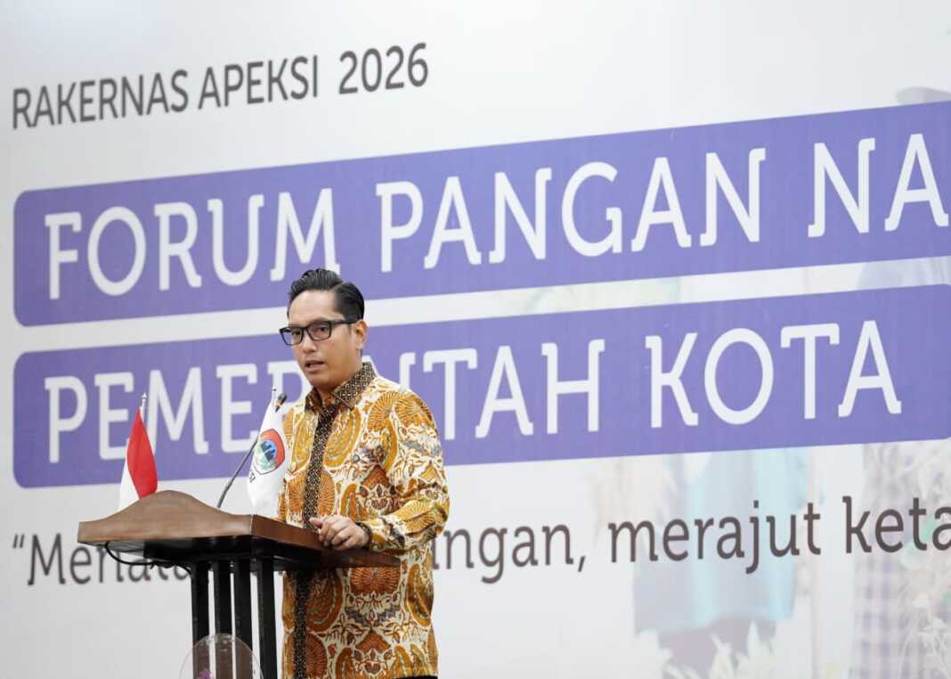Wali Kota Medan sekaligus Ketua Komisariat Wilayah I APEKSI, Rico Tri Putra Bayu Waas, dalam Forum Pangan Nasional Pemerintah Kota seluruh Indonesia