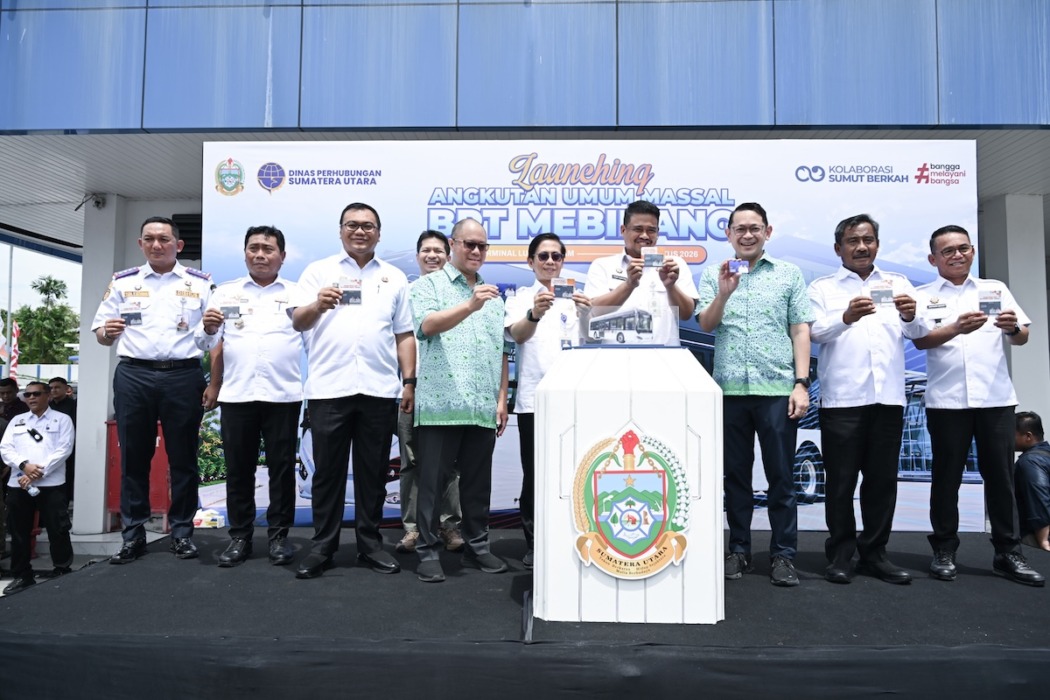 LAUNCHING: Gubernur Sumatera Utara (Sumut) Muhammad Bobby Afif Nasution menghadiri Launching Angkutan Umum Massal Bus Rapid Transit (BRT) Medan, Binjai dan Deliserdang (Mebidang) di Terminal Lubukpakam Kabupaten Deliserdang, Rabu (19/8/2026). (Dinas Kominfo Sumut)
