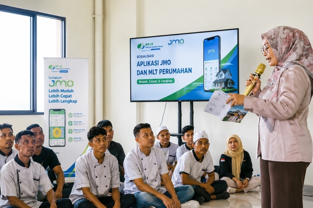 SOSIALISASI: BPJS Ketenagakerjaan Cabang Binjai sosialisasi kepada peserta. (Humas BPJS Ketenagakerjaan Binjai/Sumut Pos)