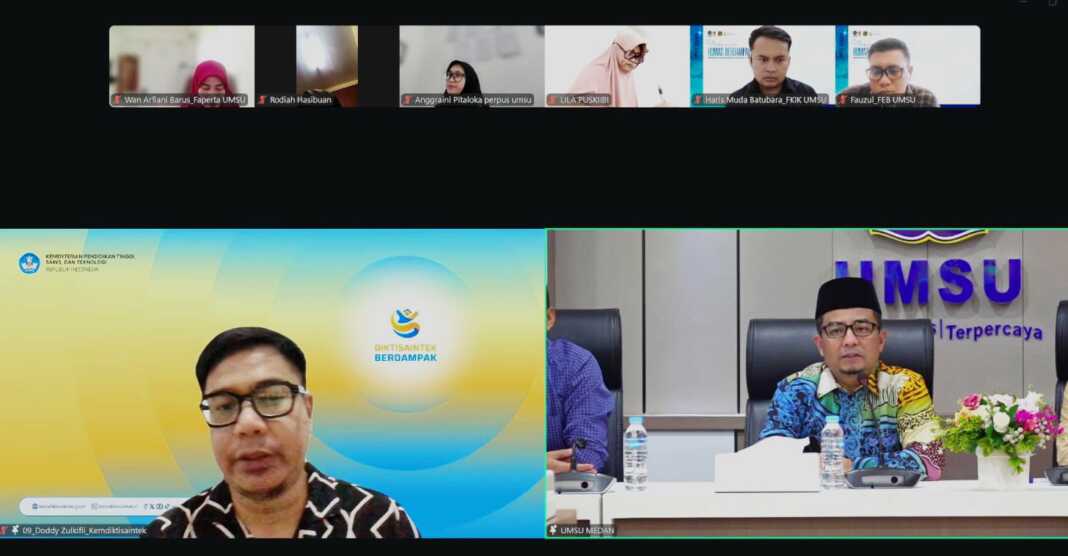 WEBINAR: Doddy Zulkifli Indra Atmaja, S.IKom, M.Si (kiri) dan Prof. Dr. Akrim Lubis, M.Pd pada webinar UMSU, Sabtu (1/8). (Istimewa/Sumut Pos)