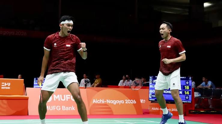 FINAL: Alfian/Muhammad Shohibul Fikri membawa beregu putra Indonesia lolos ke final. (int)