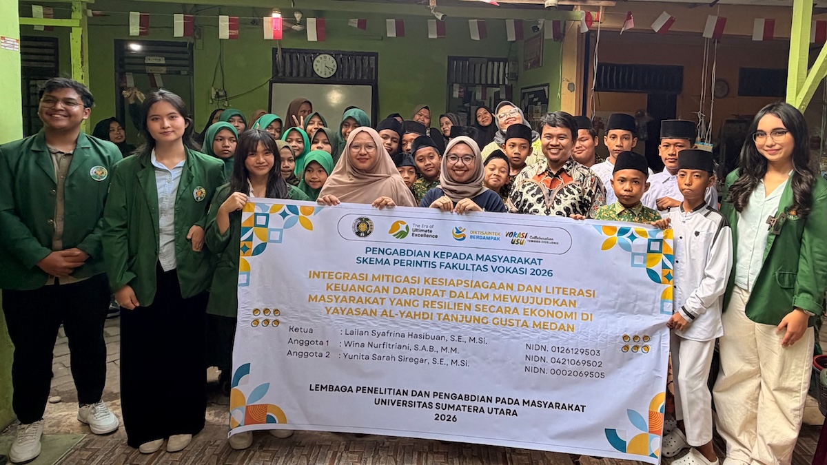 Dosen Vokasi USU Integrasikan Edukasi Mitigasi Banjir dan Literasi Keuangan di Yayasan Al-Yahdi Medan