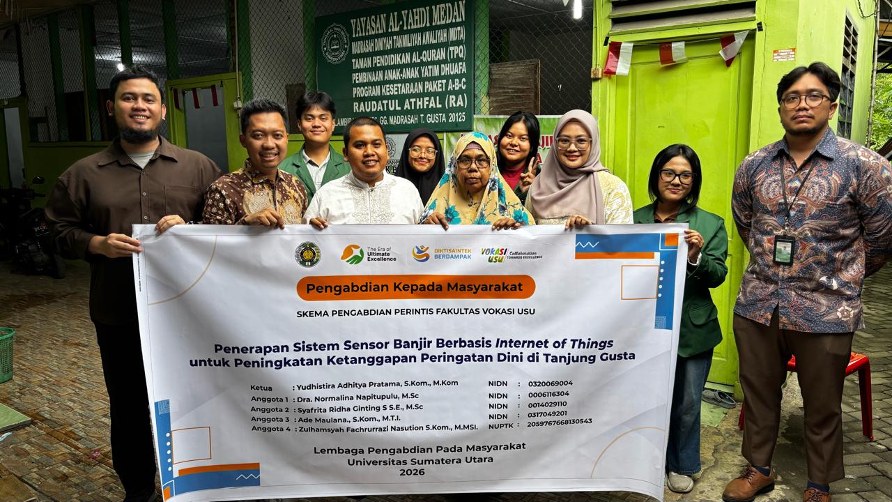 Perkuat Peringatan Dini Banjir, Tim Fakultas Vokasi USU Pasang Sistem Sensor IoT di Tanjung Gusta