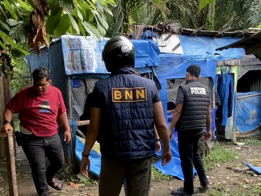 Lokasi diduga barak narkoba di Desa Tanjung Jati, Kecamatan Binjai, Langkat. (Humas Polres Binjai/Sumut Pos).