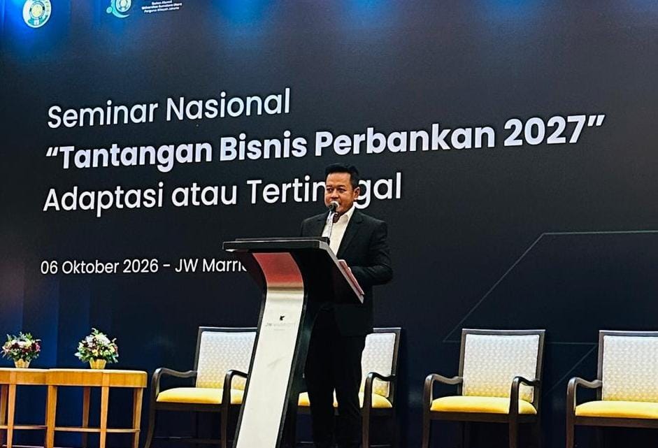 Rektor Universitas Sumatera Utara Prof. Dr. Muryanto Amin, S.Sos., M.Si pada Seminar Nasional yang digelar IKA USU di Jakarta, Selasa (6/10/2026)